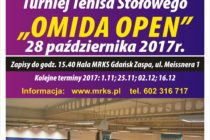 IV Turniej „OMIDA OPEN' – 28 października 2017 r. godz. 15.40 Hala MRKS Gdańśk ul. Meissnera 1