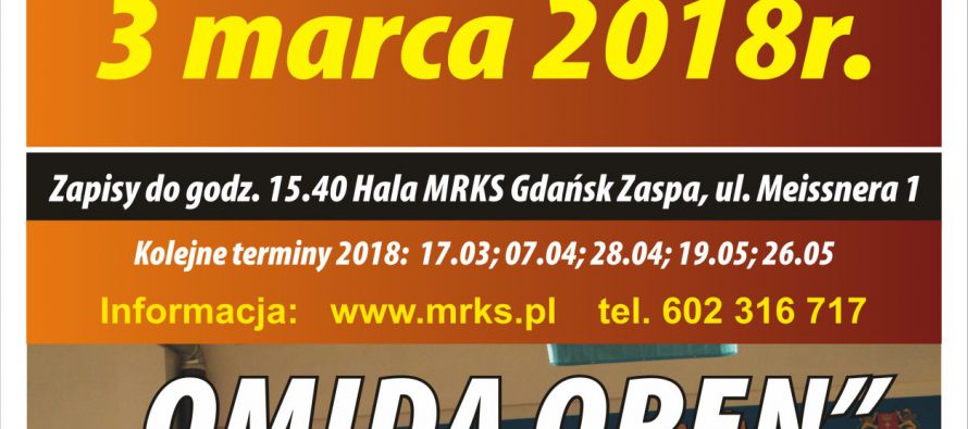 XIII „OMIDA OPEN” – turniej tenisa stołowego dla Amatorów i Weteranów – 3 marca 2018 r. godz. 15.40 Hala MRKS Gdańsk