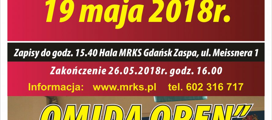 XVII Turniej Tenisa Stołowego dla Amatorów i Weteranów „OMIDA OPEN” 19 maja (sobota) 15.40. Hala MRKS Gdańsk