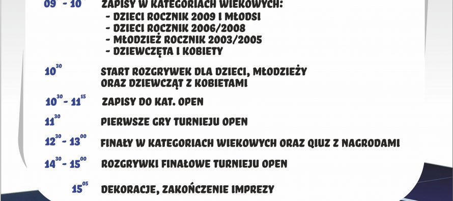 Otwarte MIstrzostwa Powiatu Wejherowskiego w tenisie stołowum – 23.09.2018 r. Hala MOSiR Rumia