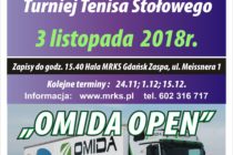 V Turniej „Omida Open” – 3 listopada 2018 r. – godz. 15.40 ; hala MRKS Gdańsk – ul. Meissnera 1