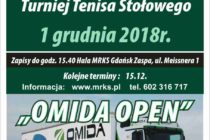 VII Turniej „OMIDA OPEN” dla amatorów i weteranów – 1 grudnia 2018 r. godz. 15.40 Hala MRKS Gdańsk ul. Meissnera 1