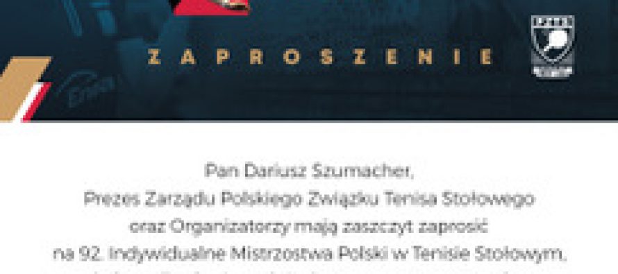 92. Indywidualne Mistrzostwa Polski Seniorów w Gdańsku od 22-24 marca 2024 r. w Centrum Szkolenia PZTS im. Andrzeja Grubby ul. Meissnera 3