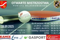 Otwarte Mistrzostwa Powiatu Wejherowskiego w Tenisie Stołowym – 28 września 2025 r. godz. 8.30 Hala MOSiR Rumia