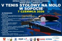 V TENIS STOŁOWY NA MOLO W SOPOCIE – 7 CZERWCA 2026 r. godz. 11.00 do 14.30